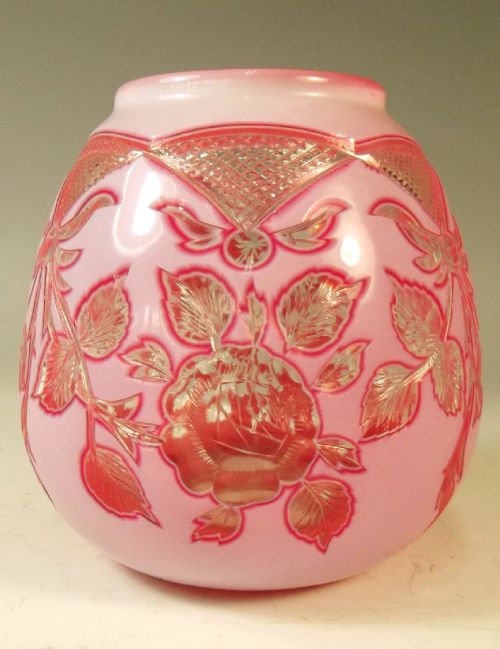 stevens and williams triple cased intaglio cut posy bowl joshua hodgetts - CATEGORY: ANTIQUE GLASS - DATED 1890