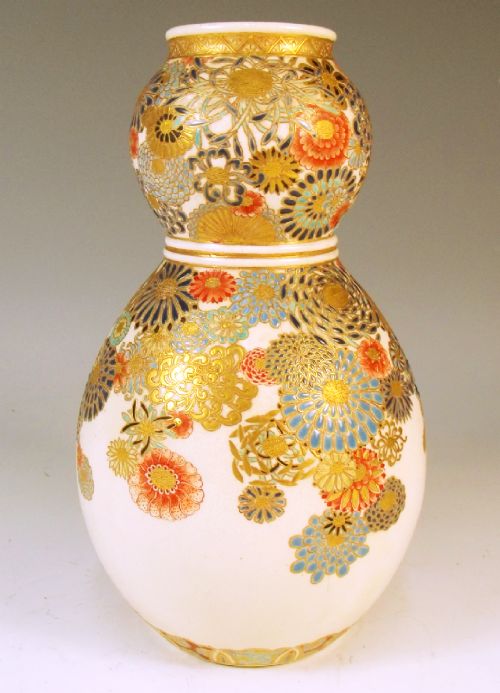 japanese meiji period imperial satsuma gourd vase - CATEGORY: ANTIQUE VASES - DATED 1890