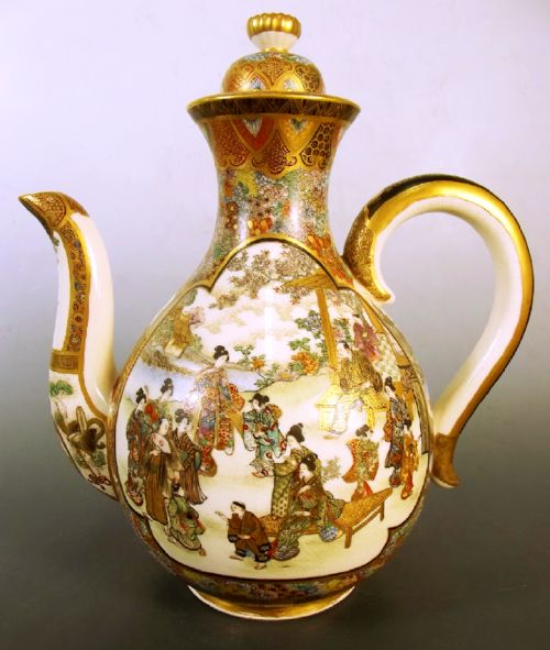 japanese meiji period satsuma ewer okamoto ryozan for the yasuda company - CATEGORY: ANTIQUE CERAMICS - DATED 1890