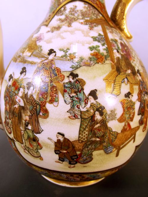 JAPANESE MEIJI PERIOD SATSUMA EWER OKAMOTO RYOZAN FOR THE YASUDA COMPANY - ADDITIONAL PHOTO 3