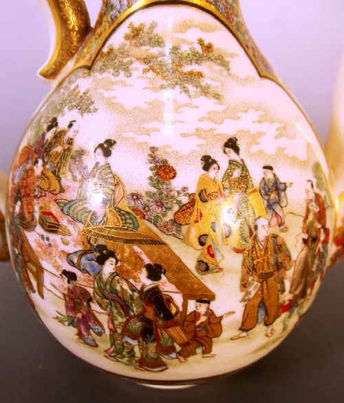 JAPANESE MEIJI PERIOD SATSUMA EWER OKAMOTO RYOZAN FOR THE YASUDA COMPANY - ADDITIONAL PHOTO 5