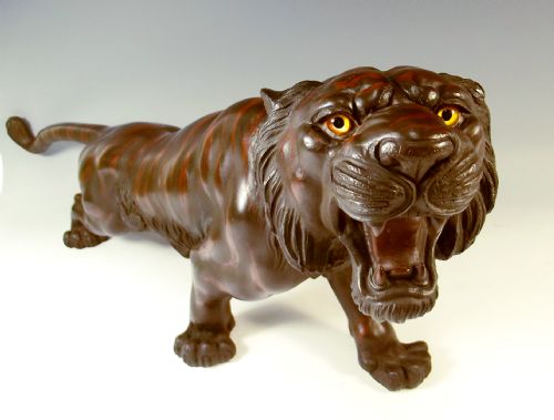 JAPANESE MEIJI PERIOD PATINATED BRONZE TIGER OKIMONO - ADDITIONAL PHOTO 2