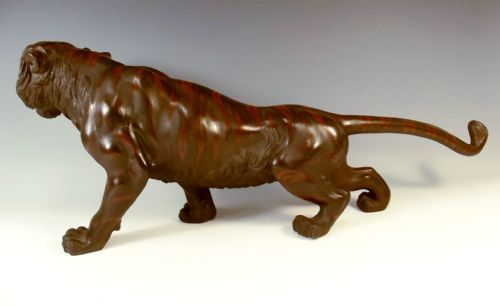 JAPANESE MEIJI PERIOD PATINATED BRONZE TIGER OKIMONO - ADDITIONAL PHOTO 4