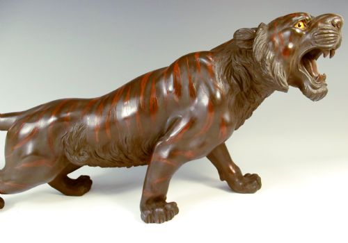 JAPANESE MEIJI PERIOD PATINATED BRONZE TIGER OKIMONO - ADDITIONAL PHOTO 5