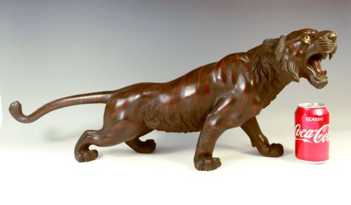 JAPANESE MEIJI PERIOD PATINATED BRONZE TIGER OKIMONO - ADDITIONAL PHOTO 7