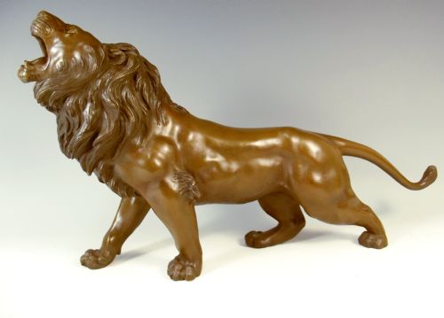 japanese meiji period bronze lion okimono signed seiya - CATEGORY: ANTIQUE SCULPTURES - DATED 1890