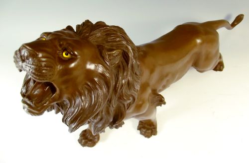 JAPANESE MEIJI PERIOD BRONZE LION OKIMONO SIGNED SEIYA - ADDITIONAL PHOTO 1