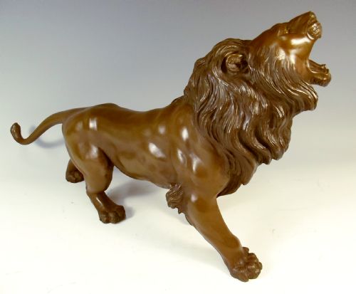 JAPANESE MEIJI PERIOD BRONZE LION OKIMONO SIGNED SEIYA - ADDITIONAL PHOTO 4