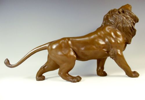 JAPANESE MEIJI PERIOD BRONZE LION OKIMONO SIGNED SEIYA - ADDITIONAL PHOTO 5