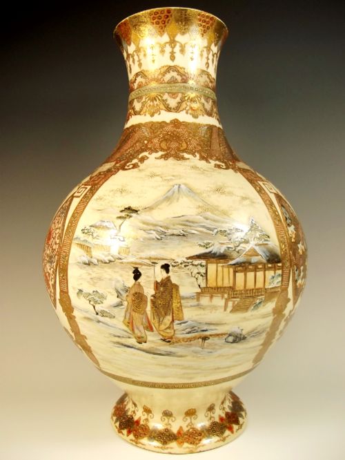 large japanese meiji period satsuma snow scene vase - CATEGORY: ANTIQUE VASES - DATED 1890