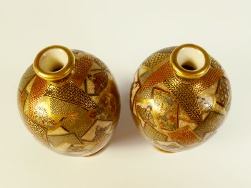 PAIR JAPANESE MEIJI PERIOD MULTI PANELLED SATSUMA VASES - ADDITIONAL PHOTO 6
