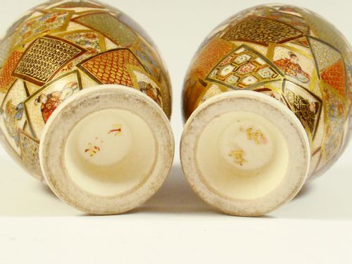 PAIR JAPANESE MEIJI PERIOD MULTI PANELLED SATSUMA VASES - ADDITIONAL PHOTO 7