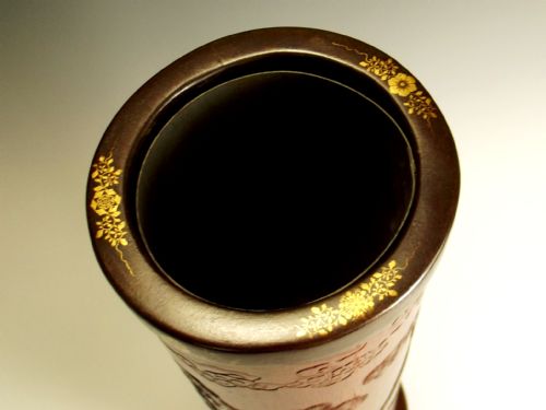 JAPANESE MEIJI PERIOD BAMBOO POT WITH INLAID IRON MOUNT - ADDITIONAL PHOTO 8