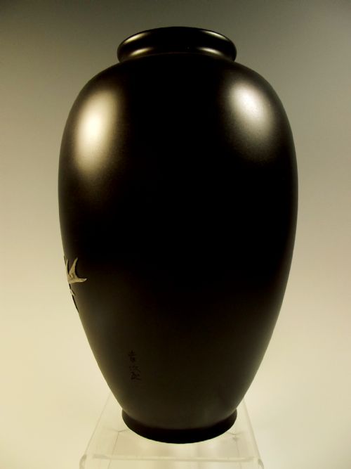 JAPANESE MEIJI PERIOD BRONZE ONLAID PEACOCK VASE - ADDITIONAL PHOTO 5