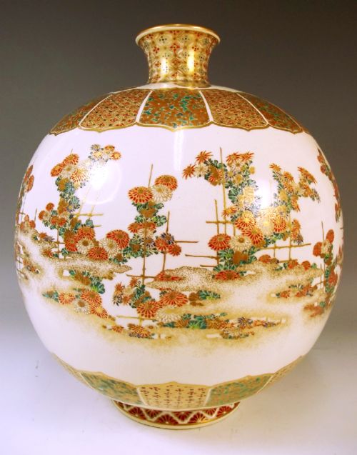 large japanese meiji period satsuma vase by taizan - CATEGORY: ANTIQUE CERAMICS - DATED 1890