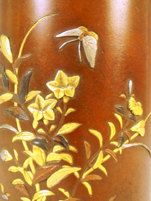 FINE JAPANESE MEIJI PERIOD MIXED METAL BRUSH POT - ADDITIONAL PHOTO 2