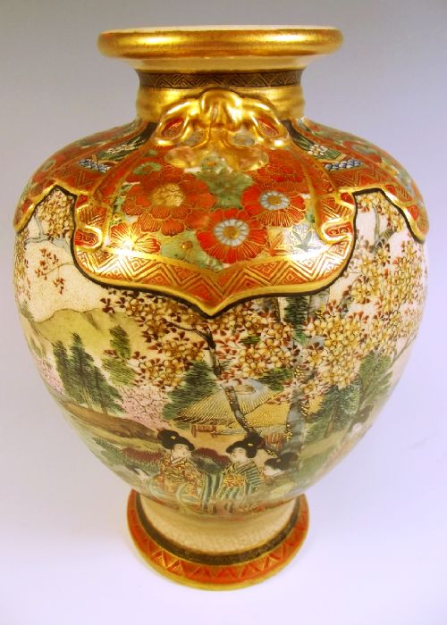 FINE JAPANESE MEIJI PERIOD SATSUMA POTTERY VASE - ADDITIONAL PHOTO 4