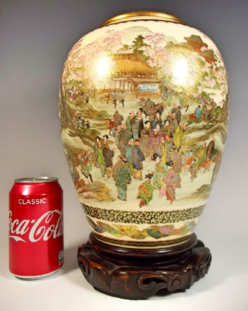 JAPANESE MEIJI PERIOD SATSUMA POTTERY VASE ON STAND - ADDITIONAL PHOTO 11