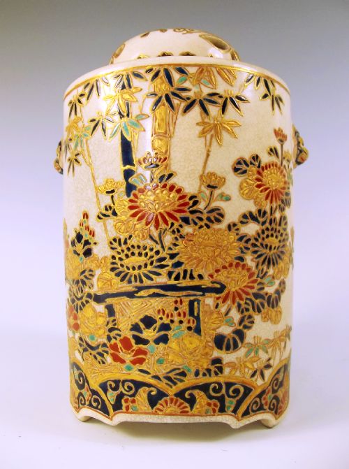 JAPANESE MEIJI PERIOD IMPERIAL SATSUMA KORO COVER - ADDITIONAL PHOTO 5