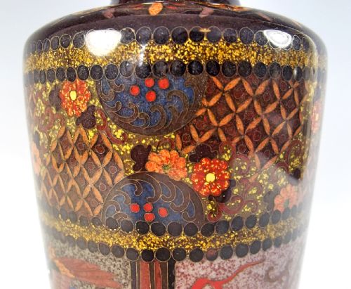 JAPANESE MEIJI PERIOD CLOISONNE ENAMEL VASE SIGNED - ADDITIONAL PHOTO 2