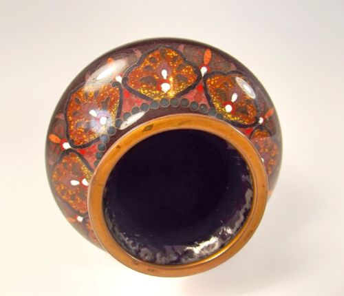 JAPANESE MEIJI PERIOD CLOISONNE ENAMEL VASE SIGNED - ADDITIONAL PHOTO 4