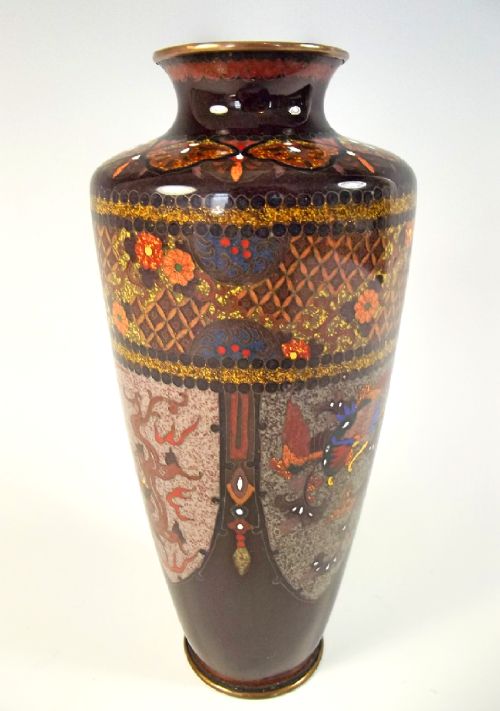JAPANESE MEIJI PERIOD CLOISONNE ENAMEL VASE SIGNED - ADDITIONAL PHOTO 5