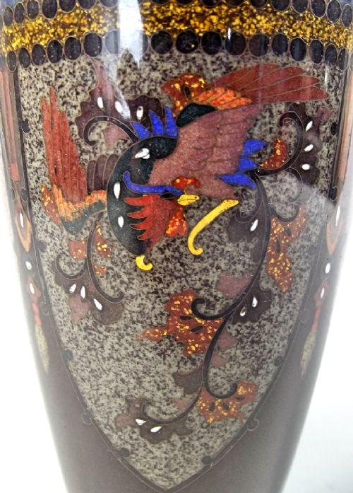 JAPANESE MEIJI PERIOD CLOISONNE ENAMEL VASE SIGNED - ADDITIONAL PHOTO 7