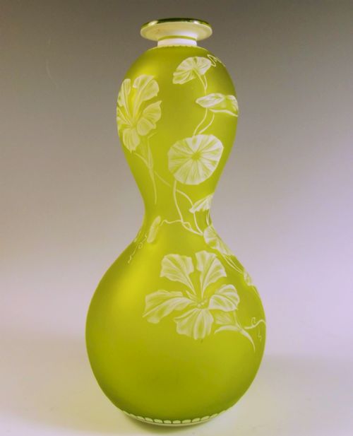 victorian stourbridge thomas webb gourd cameo glass vase - CATEGORY: ANTIQUE GLASS - DATED 1890