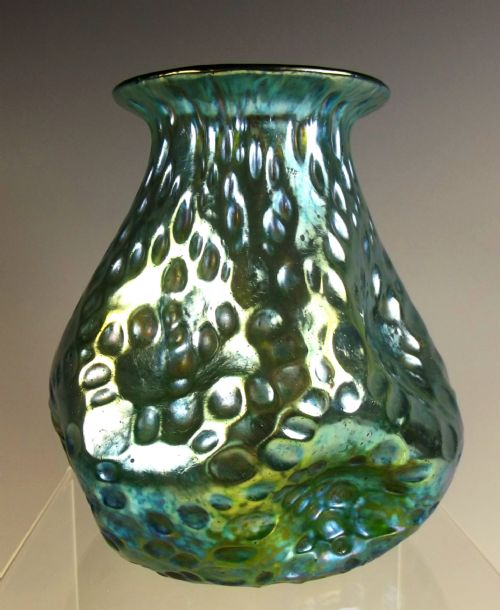 LOETZ BLUE ON GREEN DISPORA GLASS VASE - ADDITIONAL PHOTO 3