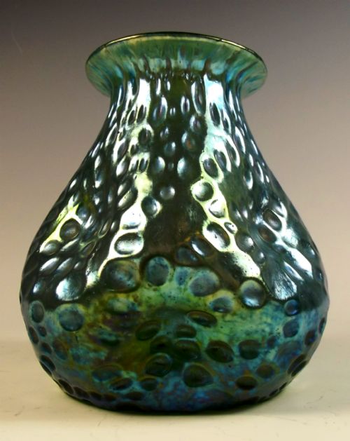 LOETZ BLUE ON GREEN DISPORA GLASS VASE - ADDITIONAL PHOTO 4