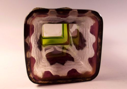 LEGRAS GREEN FLASHED MAUVE OVER CLEAR CAMEO GLASS VASE - ADDITIONAL PHOTO 4