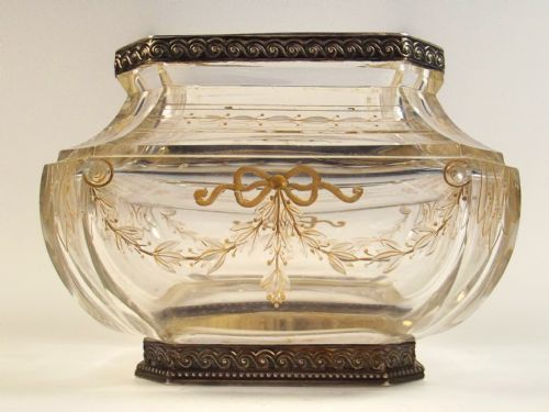 french baccarat cut glass silver mounted bowl andre aucoc paris - CATEGORY: ANTIQUE GLASS - DATED 1870