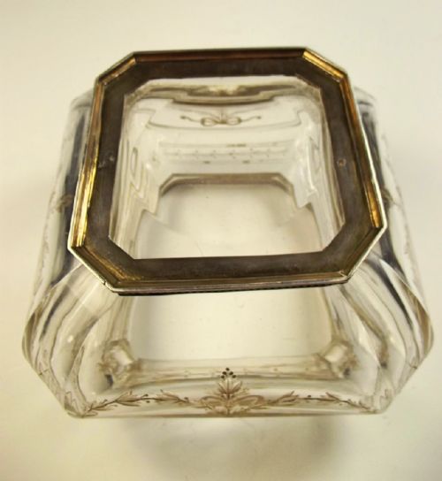 FRENCH BACCARAT CUT GLASS SILVER MOUNTED BOWL ANDRE AUCOC PARIS - ADDITIONAL PHOTO 1