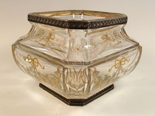 FRENCH BACCARAT CUT GLASS SILVER MOUNTED BOWL ANDRE AUCOC PARIS - ADDITIONAL PHOTO 2