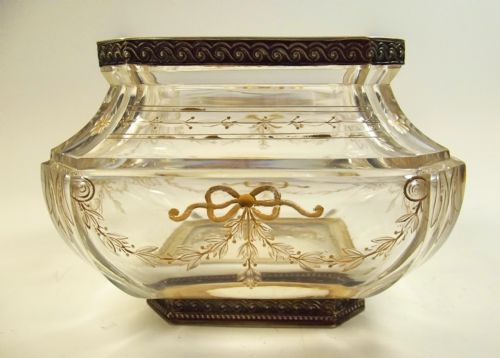 FRENCH BACCARAT CUT GLASS SILVER MOUNTED BOWL ANDRE AUCOC PARIS - ADDITIONAL PHOTO 3