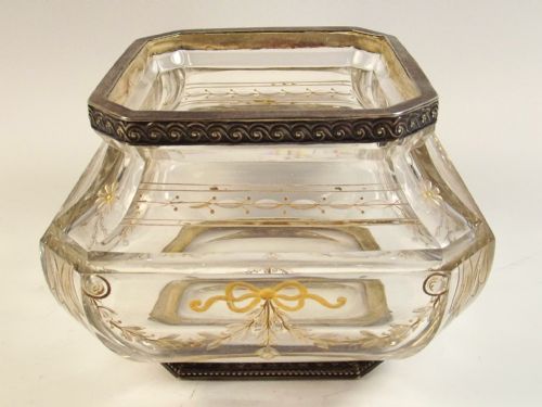 FRENCH BACCARAT CUT GLASS SILVER MOUNTED BOWL ANDRE AUCOC PARIS - ADDITIONAL PHOTO 5