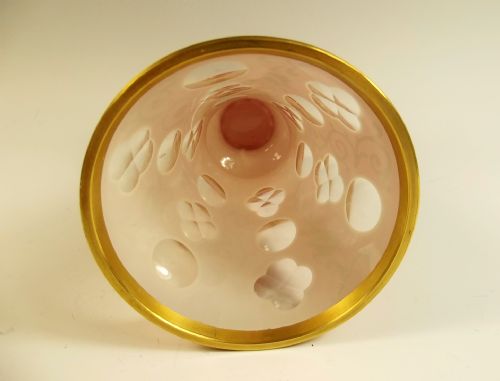 19TH C BOHEMIAN TRIPLE CASED CUTTOCLEAR PINK GLASS GOBLET VASE - ADDITIONAL PHOTO 3