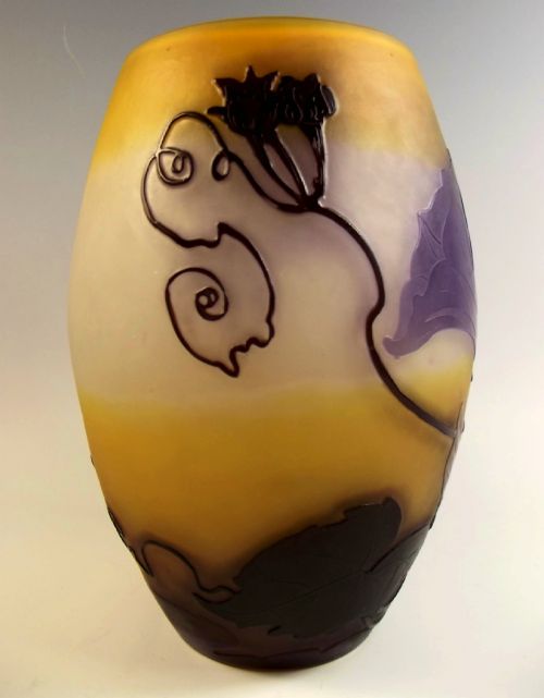4 COLOUR GALLE CAMEO GLASS BARREL VASE - ADDITIONAL PHOTO 6