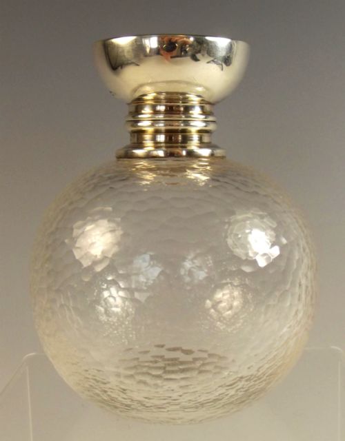 1906 hallmarked silver thomas webb battuto cut glass perfume bottle - CATEGORY: ANTIQUE SILVER - DATED 1900