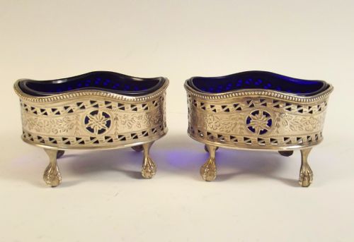 pair of bright cut hallmarked silver salts 1854 - CATEGORY: ANTIQUE SILVER - DATED 1850