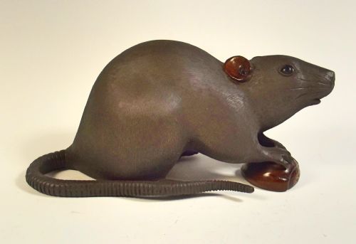 large japanese meiji period bronze rat okimono - CATEGORY: ANTIQUE METAL - DATED 1900