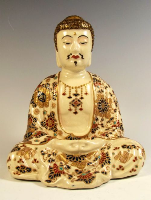 japanese meiji period imperial satsuma okimono of buddha - CATEGORY: ANTIQUE CERAMICS - DATED 1900