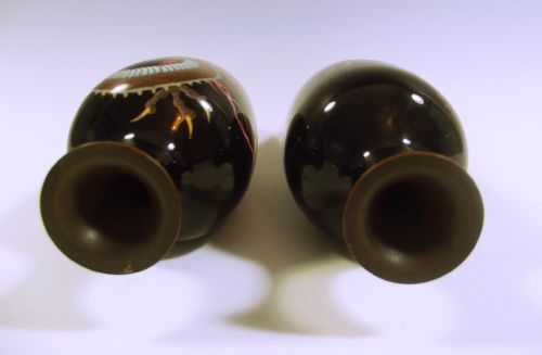 PAIR OF JAPANESE MEIJI PERIOD CLOISONNE ENAMEL DRAGON VASES - ADDITIONAL PHOTO 1