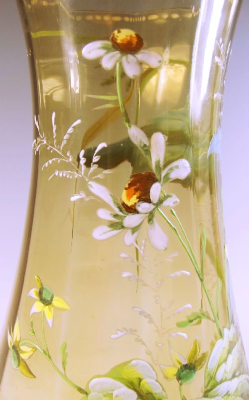 LARGE TRUE PAIR OF HARRACH ENAMELLED GLASS VASES - ADDITIONAL PHOTO 2