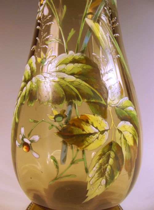 LARGE TRUE PAIR OF HARRACH ENAMELLED GLASS VASES - ADDITIONAL PHOTO 4