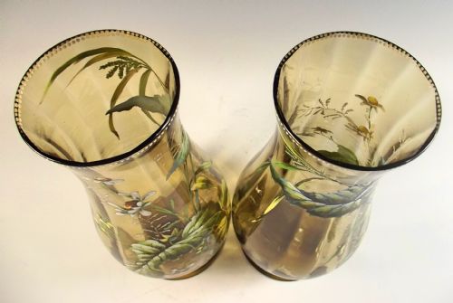 LARGE TRUE PAIR OF HARRACH ENAMELLED GLASS VASES - ADDITIONAL PHOTO 6
