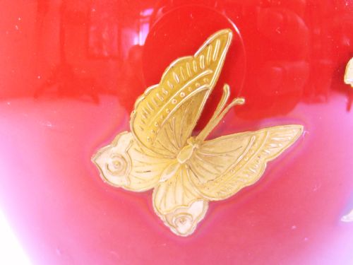 UNUSUAL HARRACH GILDED PEACHBLOW GLASS VASE - ADDITIONAL PHOTO 4