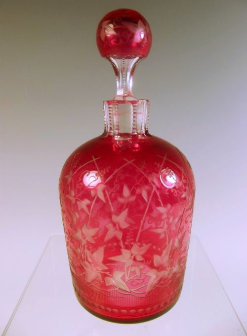 stevens and williams cranberry glass scent bottle - CATEGORY: ANTIQUE GLASS - DATED 1890