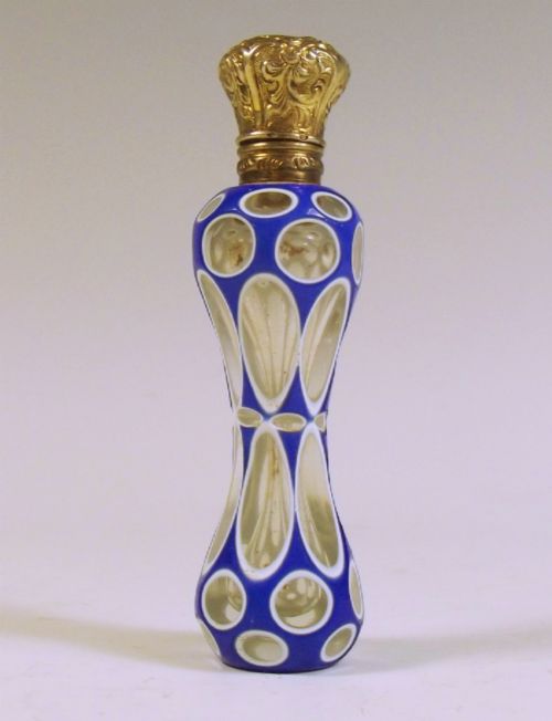 bohemian silver gilt overlay glass scent bottle - CATEGORY: ANTIQUE SILVER - DATED 1880