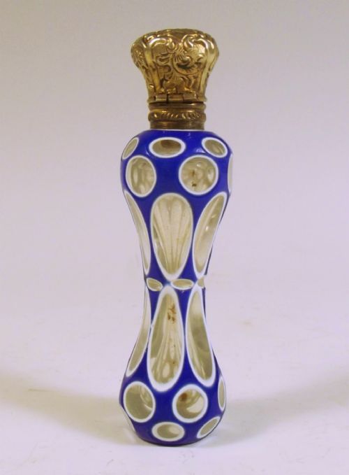 BOHEMIAN SILVER GILT OVERLAY GLASS SCENT BOTTLE - ADDITIONAL PHOTO 3